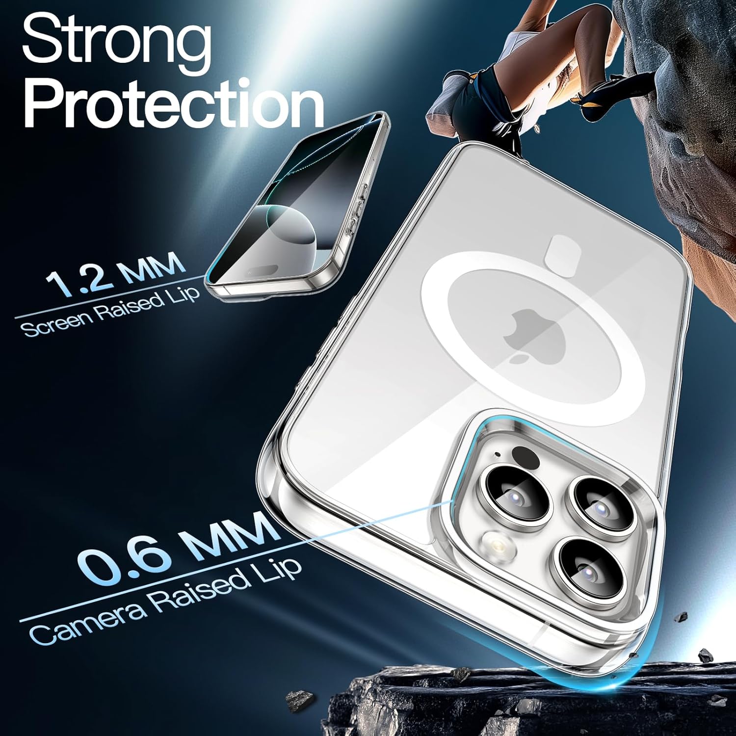 Cases-iPhone 16 Pro Max, Shockproof Phone Bumper Cover, Scratch Resistant (Black & Clear)