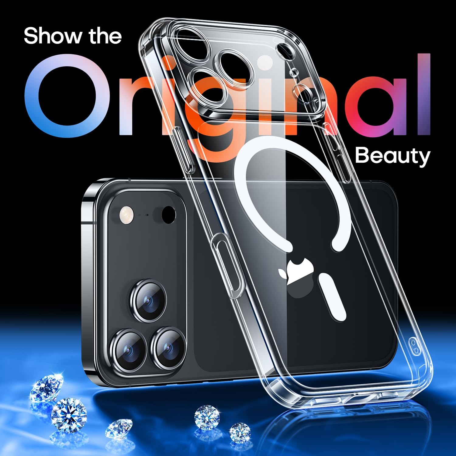 Cases-iPhone 17 Pro, Full Camera Protection, Military-Grade Protection, Scratch Resistant, Slim Fit (Black & Clear)