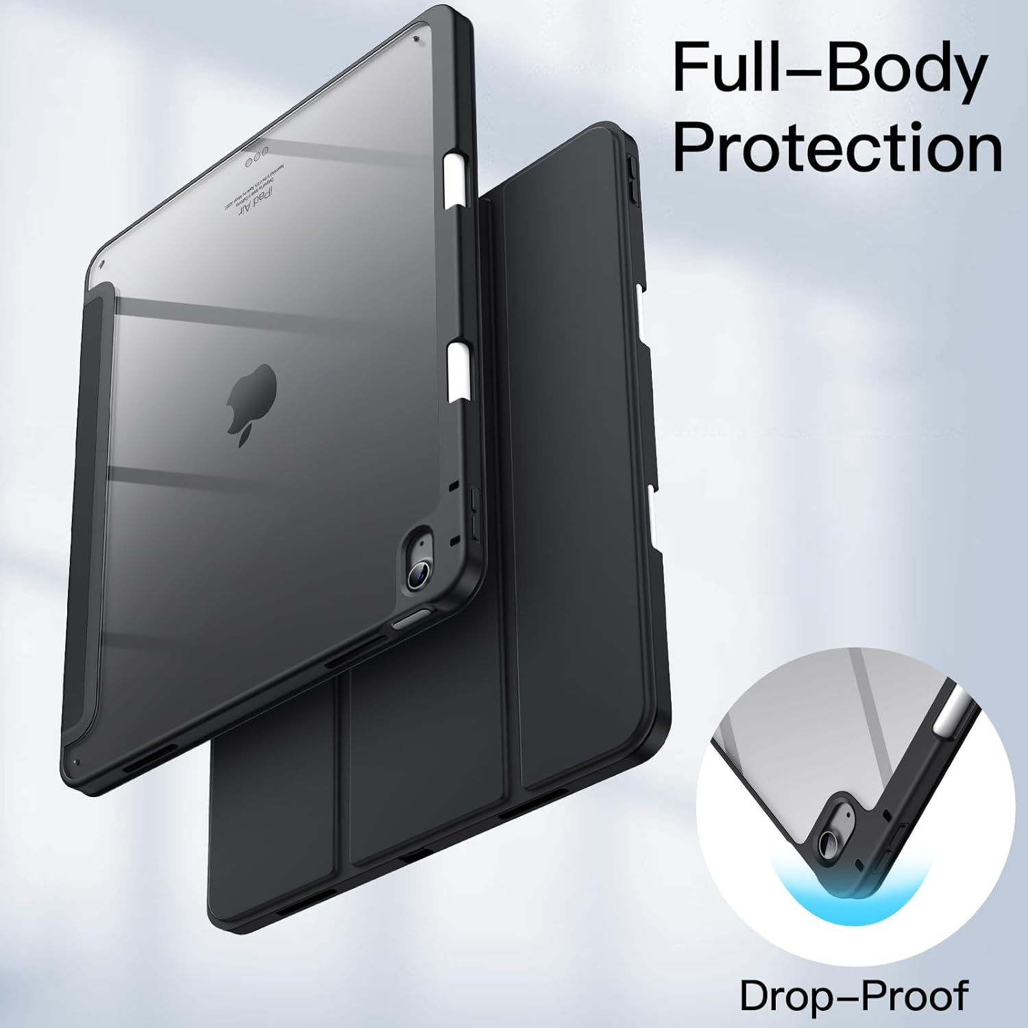 Case for iPad Air 13-Inch M4/M3/M2 (2026/2025/2024) with Pencil Holder (Black, Grey)