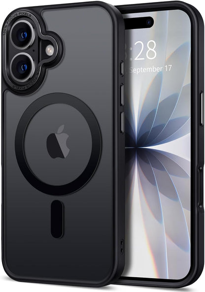 Cases-iPhone 17, Magnetic Translucent Matte, Shockproof Bumper Hard Protective (Black & Clear)