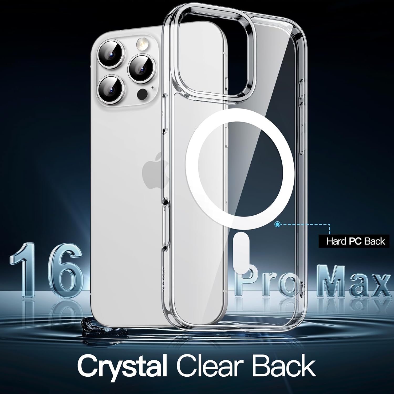 Cases-iPhone 16 Pro Max, Shockproof Phone Bumper Cover, Scratch Resistant (Black & Clear)