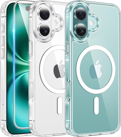 Cases-iPhone 16 Phone, Military Grade Drop Protection, Slim Magnetic, Shockproof Bumper, Transparent Cell Cover