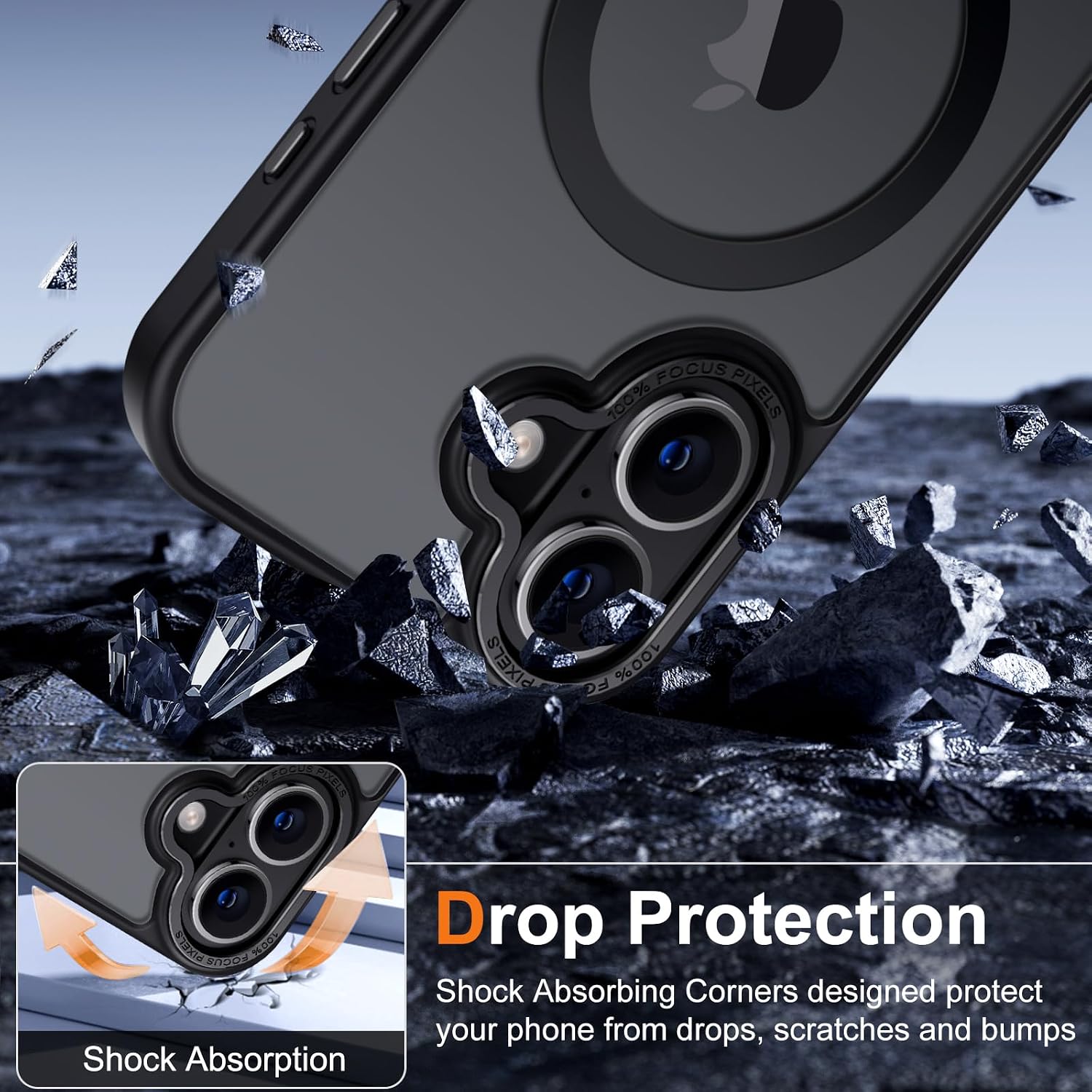 Cases-iPhone 16 Phone, Military Grade Drop Protection, Slim Magnetic, Shockproof Bumper, Transparent Cell Cover