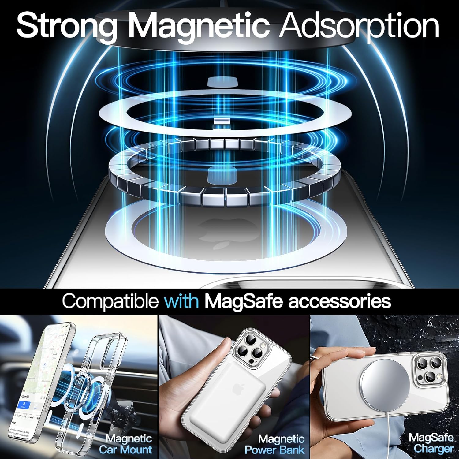 Cases-iPhone 16 Pro Max, Shockproof Phone Bumper Cover, Scratch Resistant (Black & Clear)